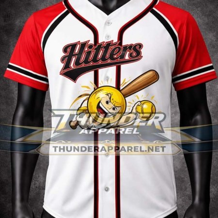 red & White hitter baseball softball jersey