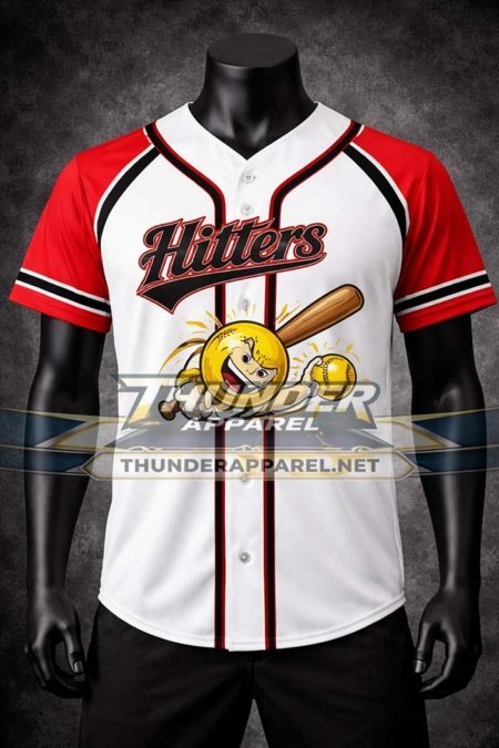 red & White hitter baseball softball jersey