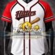 red & White hitter baseball softball jersey