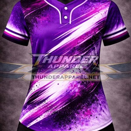 ladies softball jersey, women baseball jersey, purple two button jersey