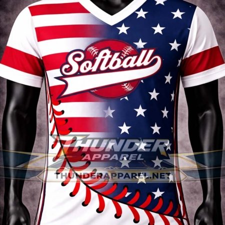 v-neck american flag softball baseball jersey