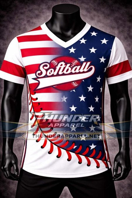 v-neck american flag softball baseball jersey