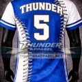custom baseball jersey, custom softball jersey, button-up baseball jersey, sublimated baseball uniform, blue white baseball jersey, personalized team jerseys, custom softball uniforms, baseball stitch jersey design, team sportswear manufacturer, Thunder Apparel jerseys